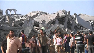 bombed area of Gaza