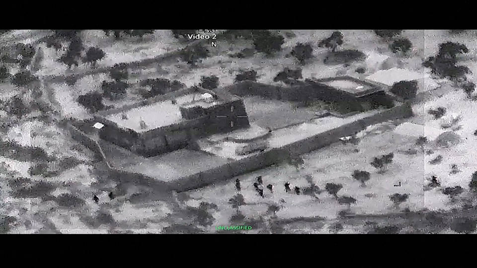 H10 pentagon releases video showing raid al baghdadi compound us military syria isis