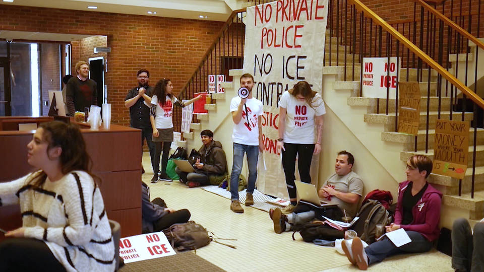 H13 police raid john hopkins university student sit in protest baltimore