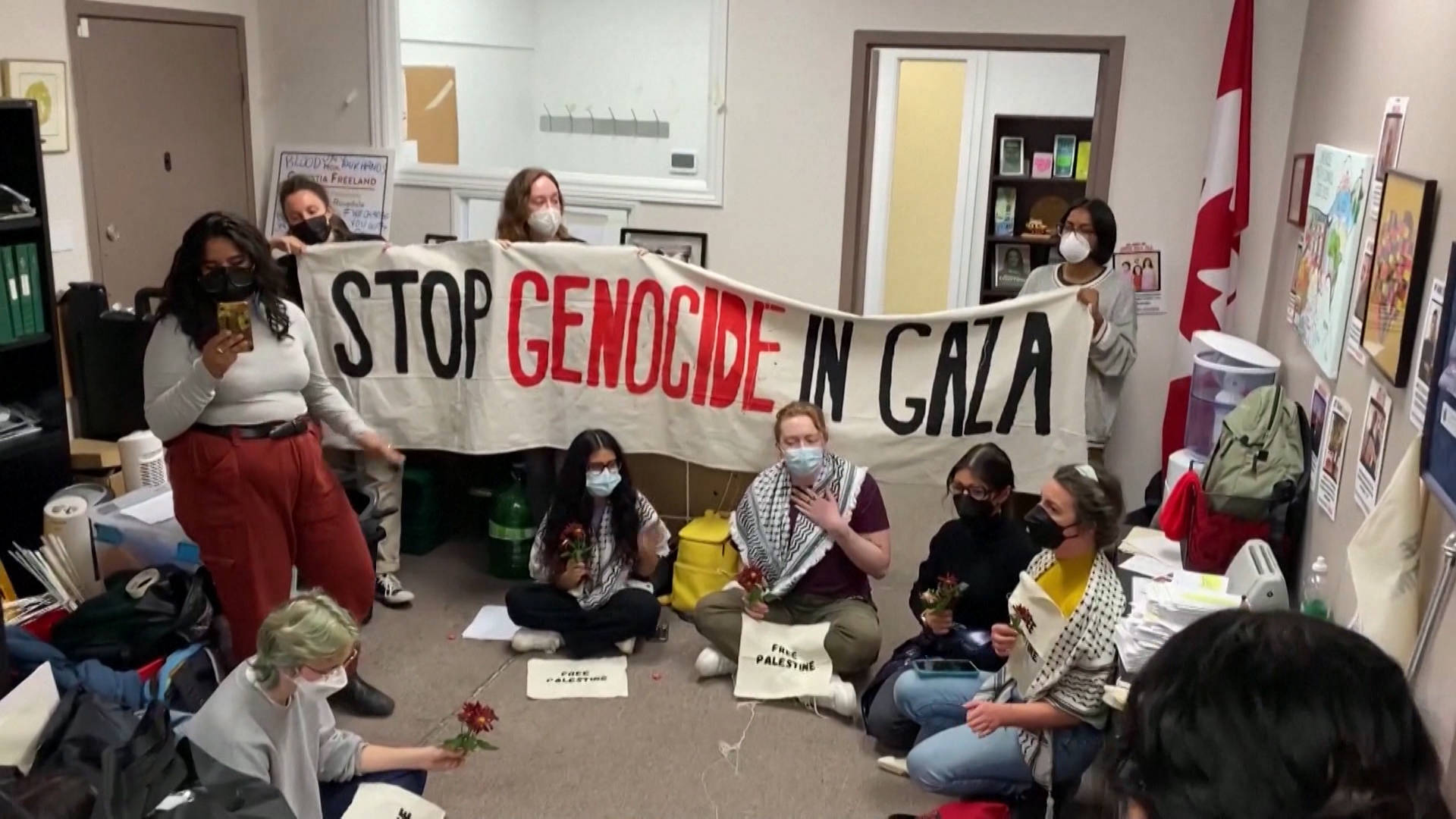 Sit-in Protesters Across Canada Demand Lawmakers Press for Immediate Ceasefire in Gaza