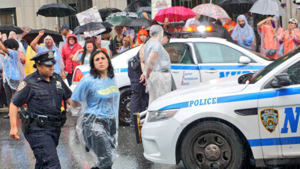 H2 chase bank private prison investment protest nyc