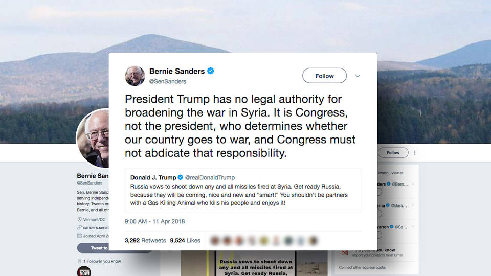 H3 sanders trump syria war congress legality