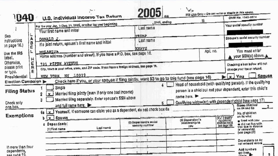 H12 trump 2005 tax return