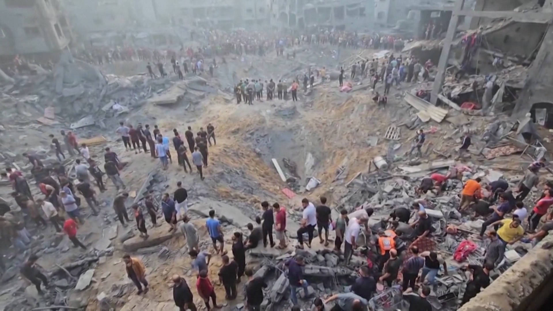 Israel bombs the Jabaliya refugee camp in Gaza, killing at least 50 people while overcrowded hospitals in the Gaza Strip are on the verge of disaster.