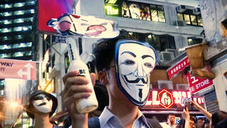 H14 hong kong protestors use halloween to defy mask ban police tear gas anti authoritarian