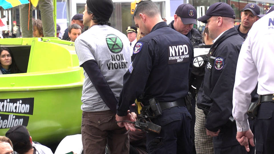 H13 new york city time square extinction rebellion protest arrests climate action