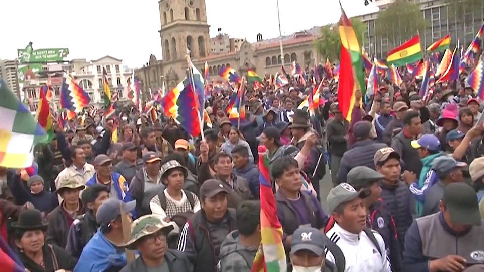 H8 indigenous bolivians protest interim president anez evo morales coup