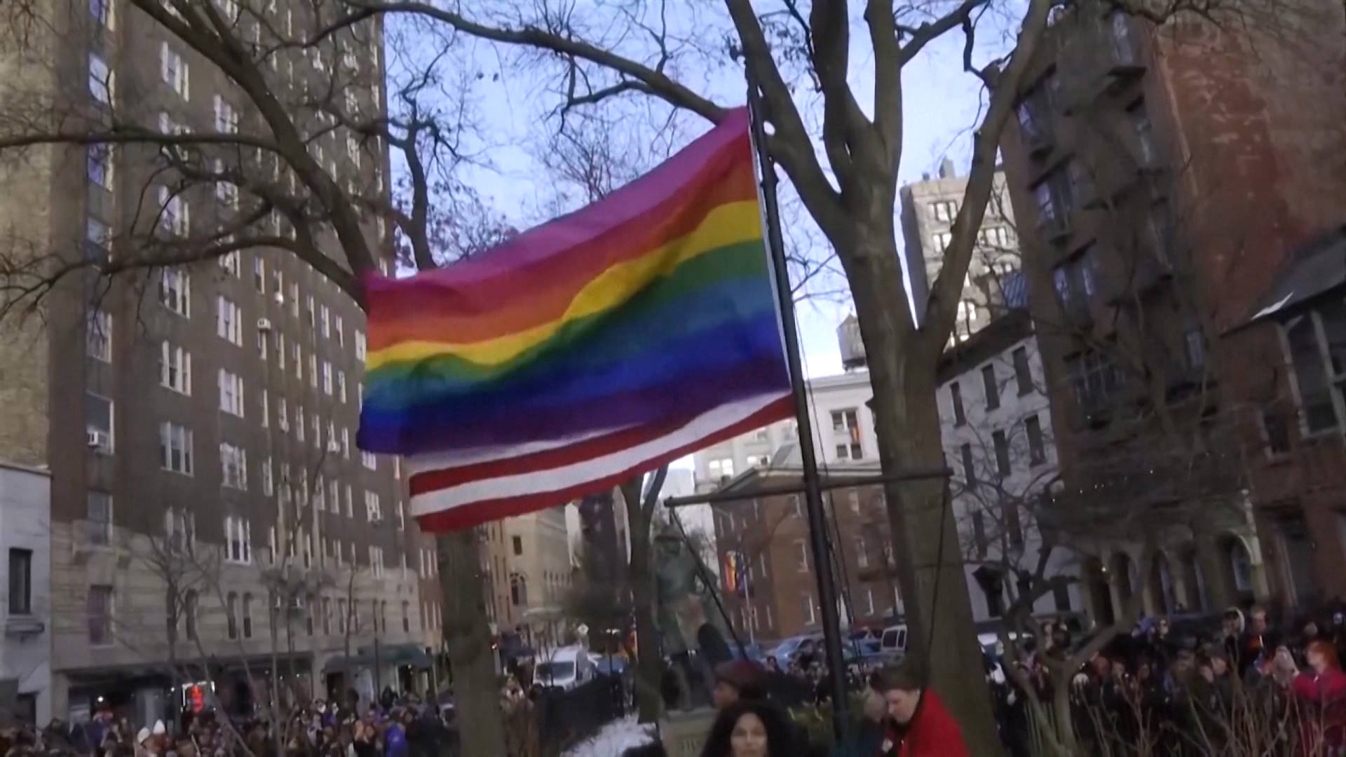 LGBTQ+ Activists Raise Pride Flag Over Stonewall After Its Removal by Trump Administration