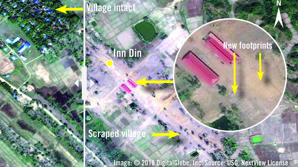 El análisis de imágenes satelitales demostraría la construcción de carreteras, helipuertos y bases militares en territorios rohinyás 