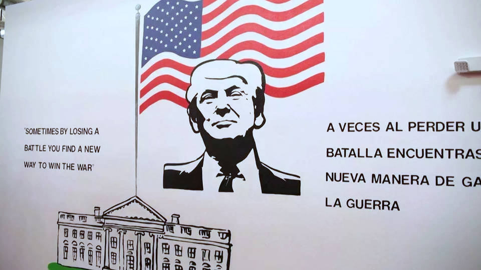 H5 trump mural at migrant child detention center