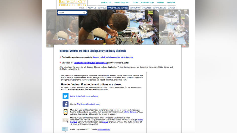 H16 school weather notice