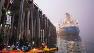H6 vancouver washington activists pipeline ship blockade kayaks