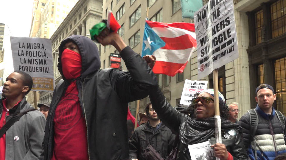 H8 new york may day wall street protest trump building