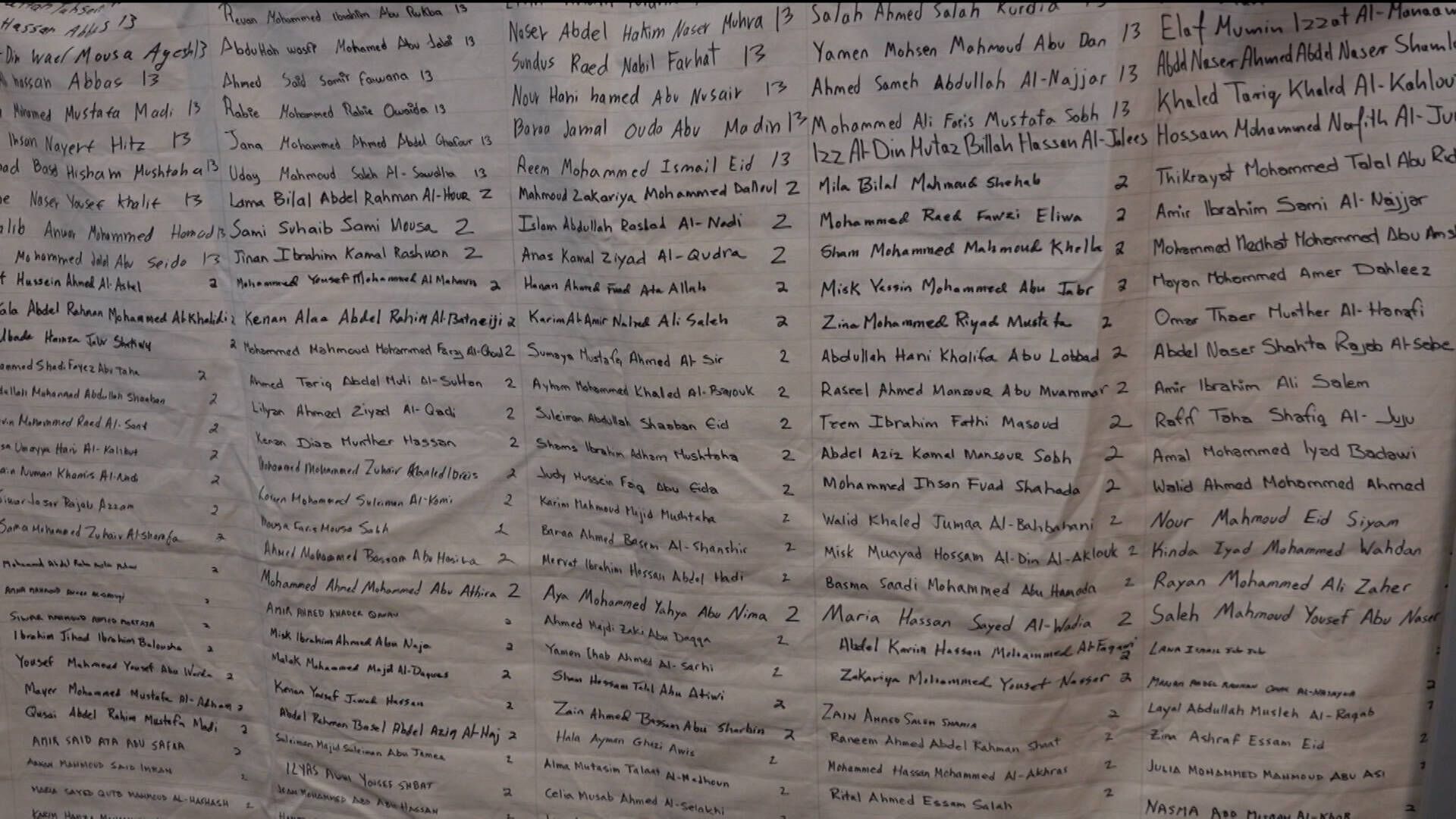Interfaith Coalition Unveils 330-foot Memorial Shroud Bearing Names of Children Killed in Gaza