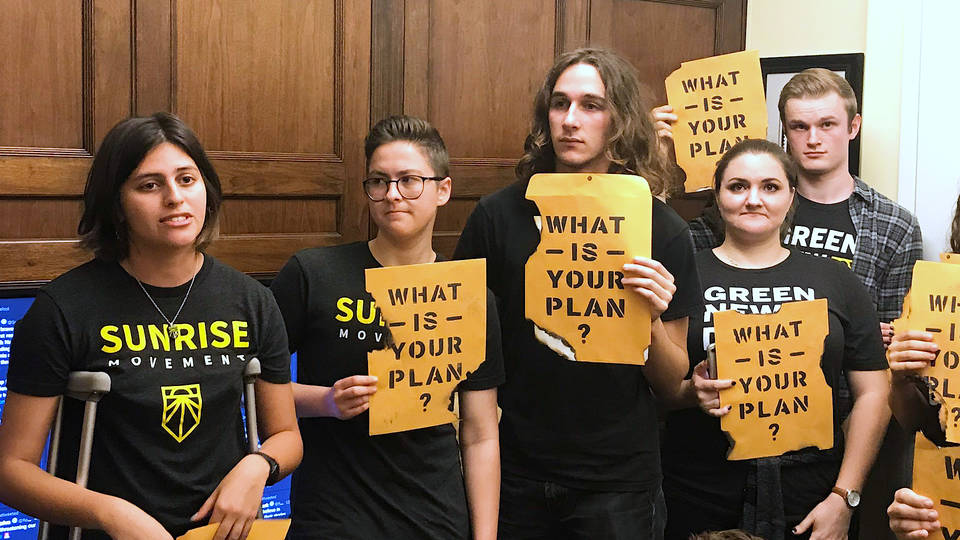 H4 climate activists pelosis office house speaker sit in dianne feinstein climate change