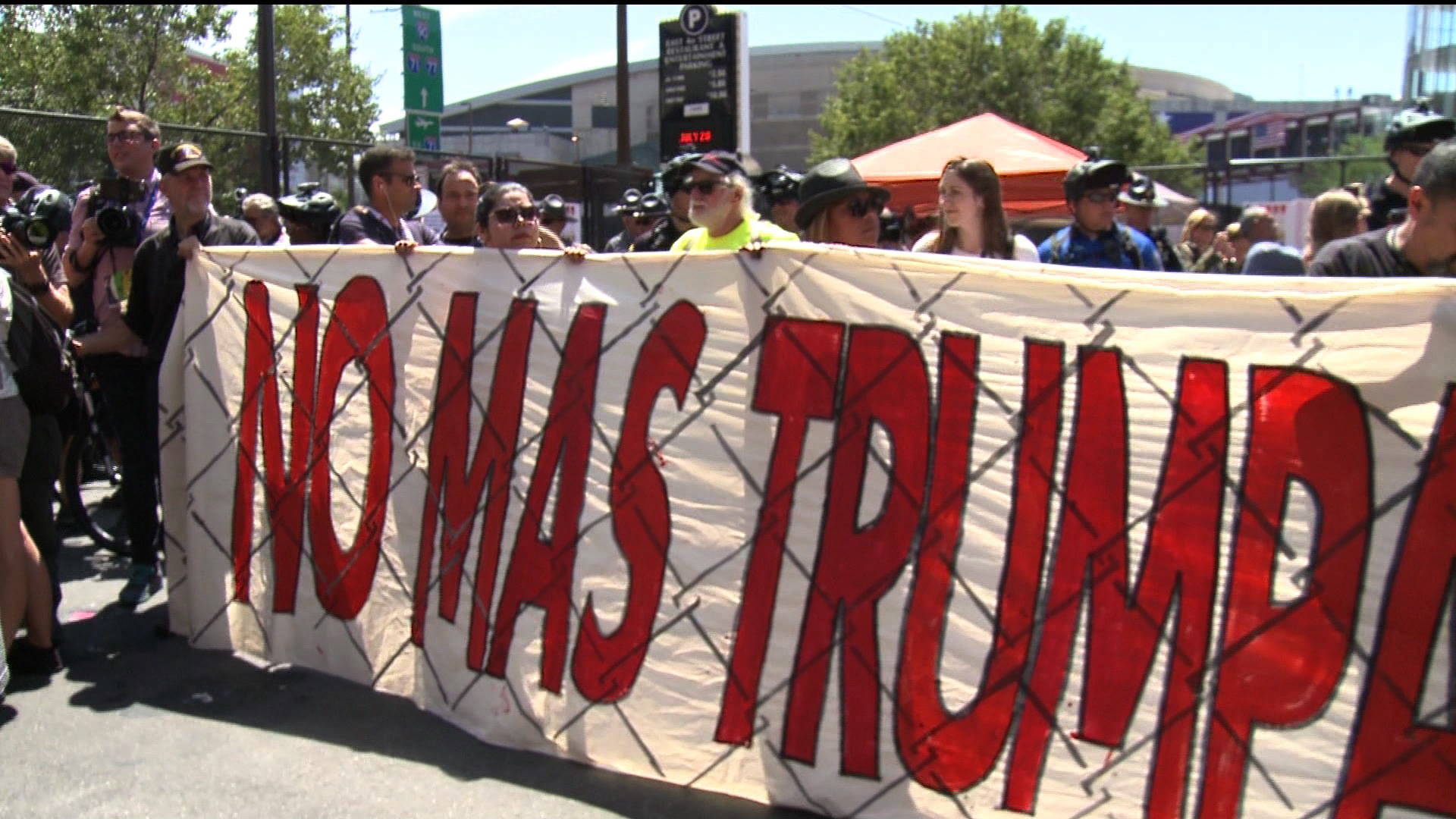 Activists Block RNC Entrance with Mock Border Wall So Trump’s Hate “Won’t Reach ...